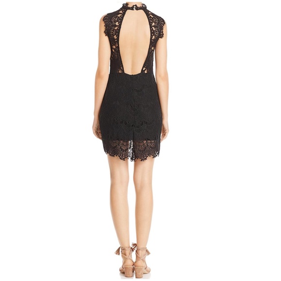 FREE PEOPLE Intimately Daydream Lace Bodycon High Neck Cut Out Slip Dress, Black - Picture 2 of 7